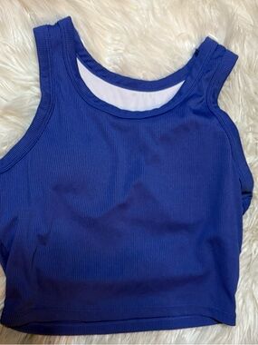 Ribbed Cropped Tank Top in Royal Blue